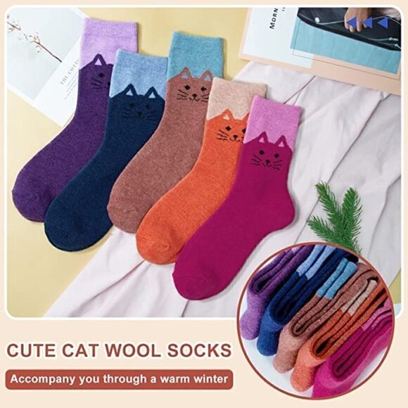 5 Pairs Luxury Wool Soft Socks Warm Winter Fall Womens Thick Cozy Knit NWT - Picture 2 of 7